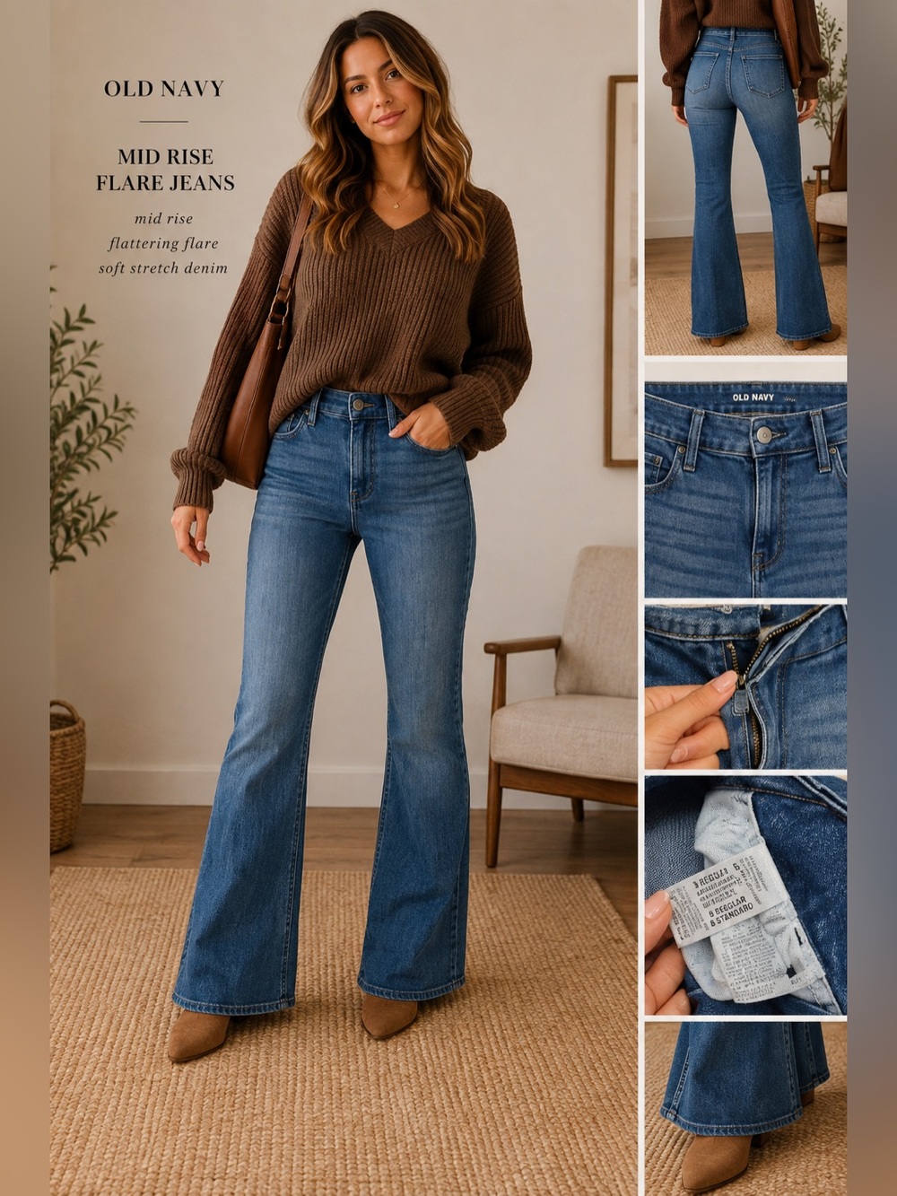 Old Navy High Rise Flare Jeans Medium Wash Women’s Size 8